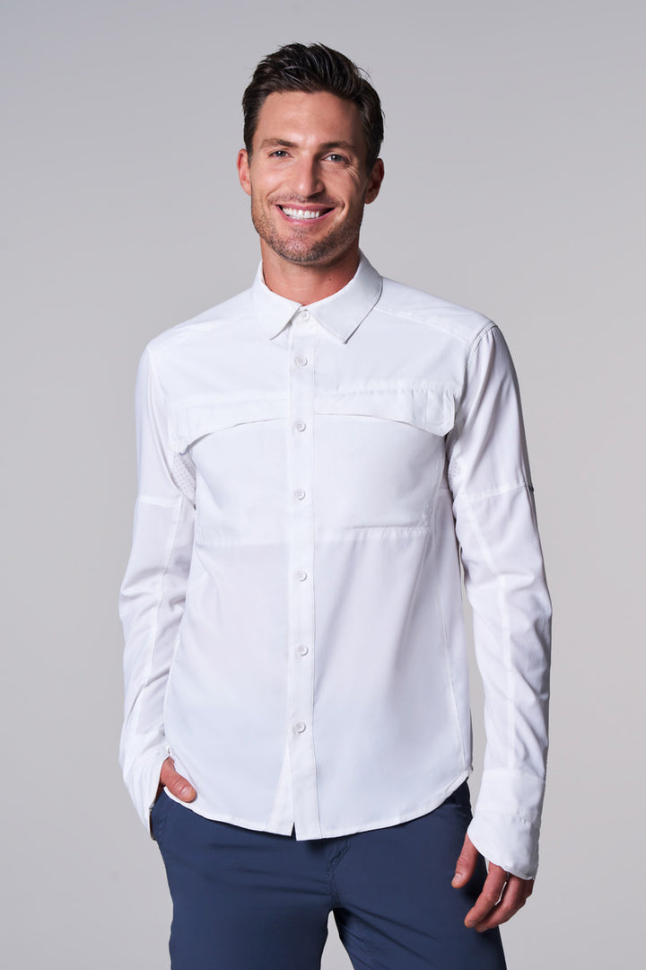 Men's Long Sleeve Fishing Shirt | White