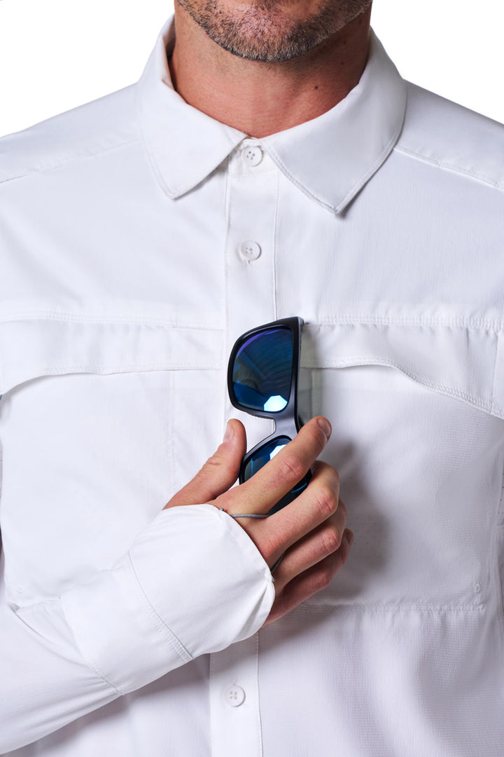 Men's Long Sleeve Fishing Shirt | White