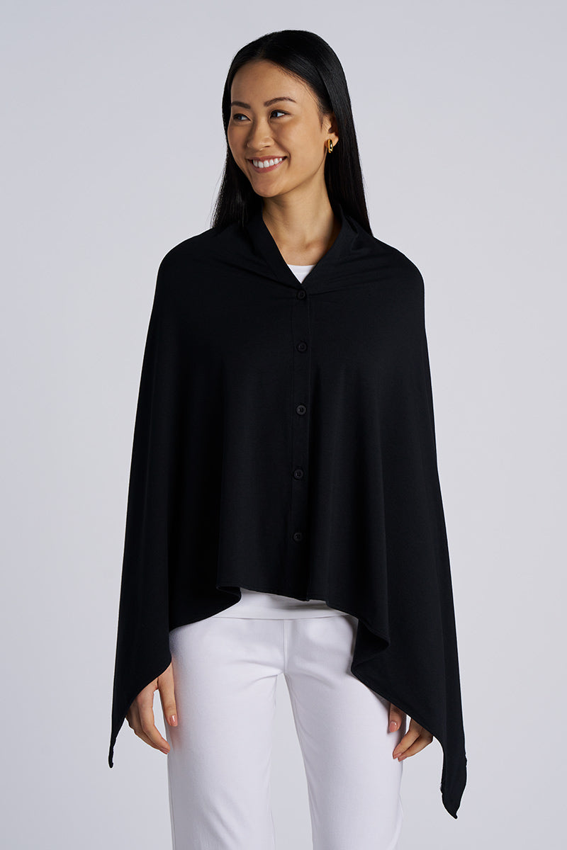 Women's Revilla Button-Up Convertible Wrap | Black UPF 50+