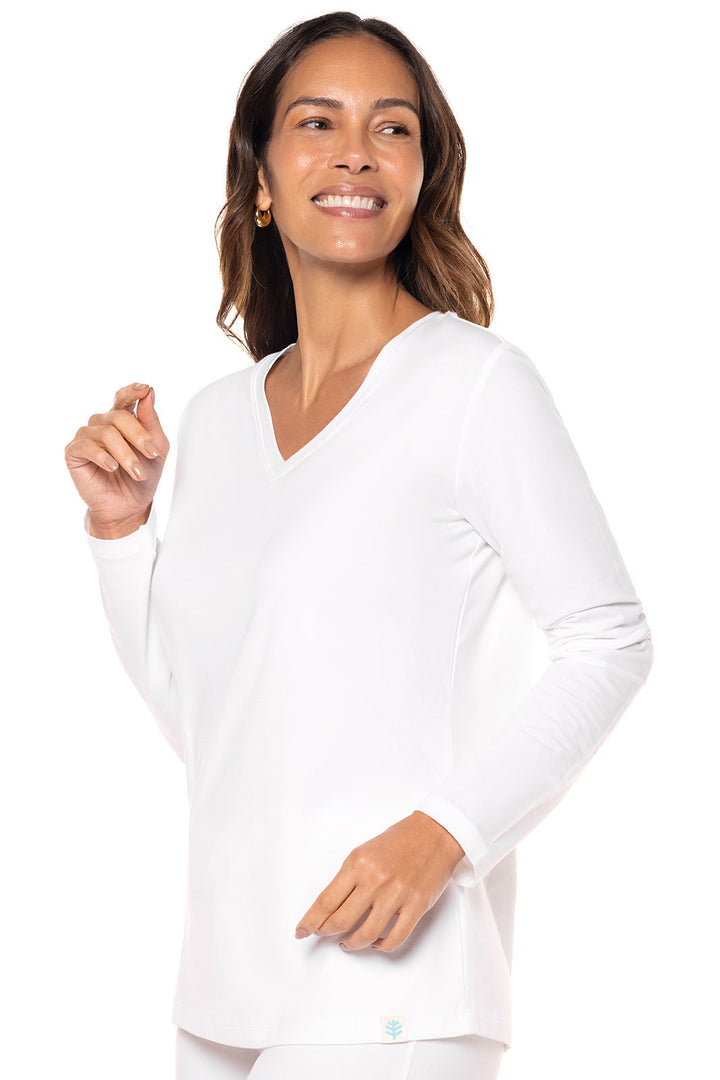 Women s Morada Everyday Long Sleeve V Neck T Shirt White UPF 50 women-s-morada-everyday-long-sleeve-v-neck-t-shirt-white-upf-50