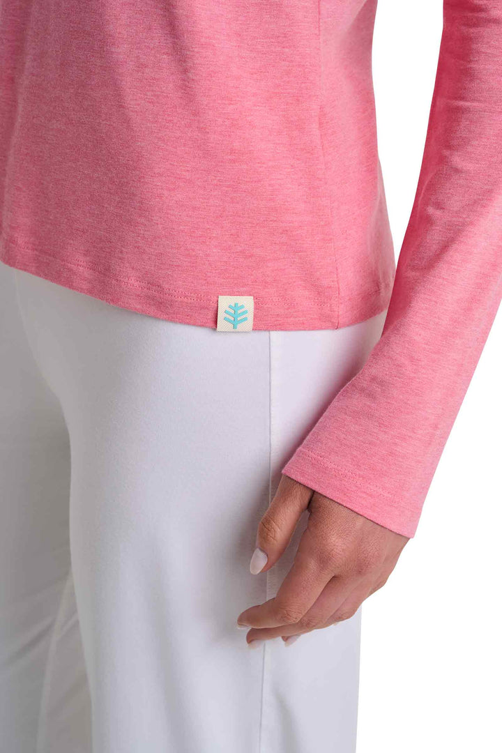 Women's V-Neck Long Sleeve T-Shirt | Flamingo Pink Heather