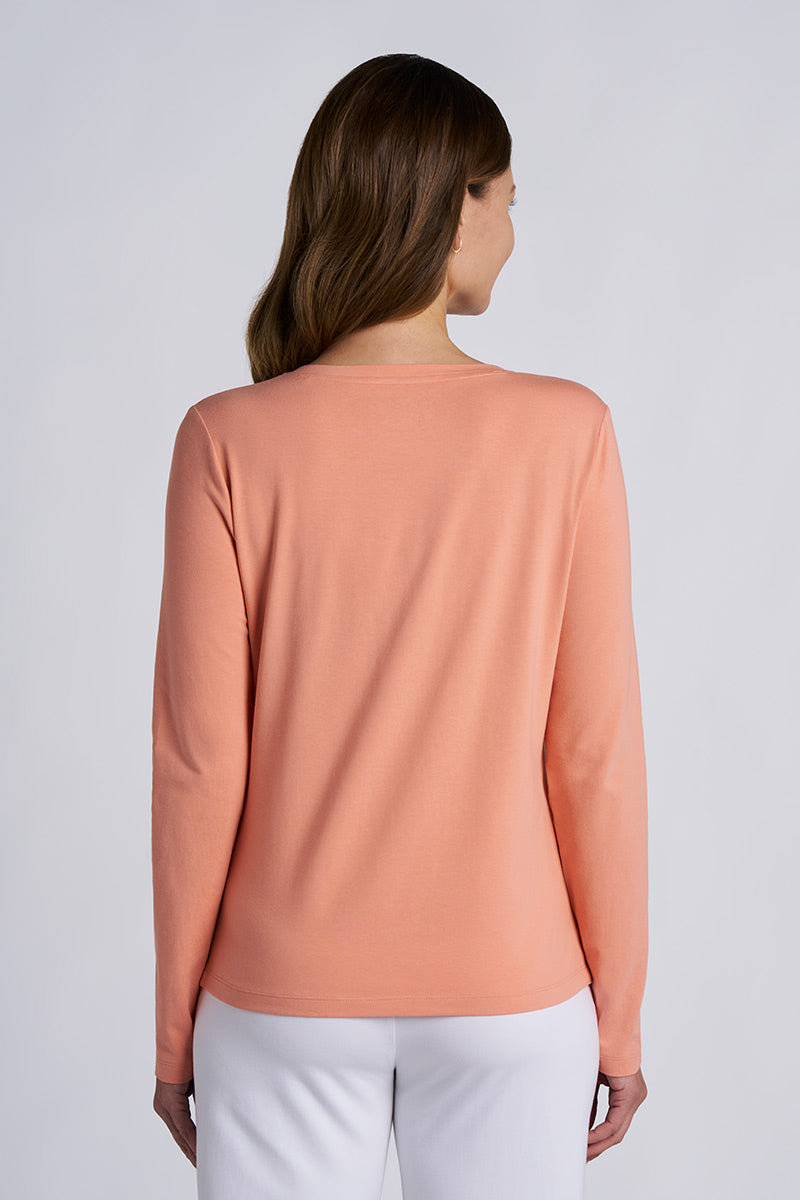 Women's Morada Everyday Long Sleeve V-Neck T-Shirt | Fuchsia UPF 50+
