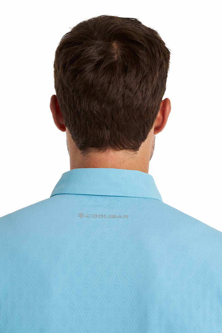 Men's Golf Long Sleeve Polo | Arctic Blue Diamond Jacquard