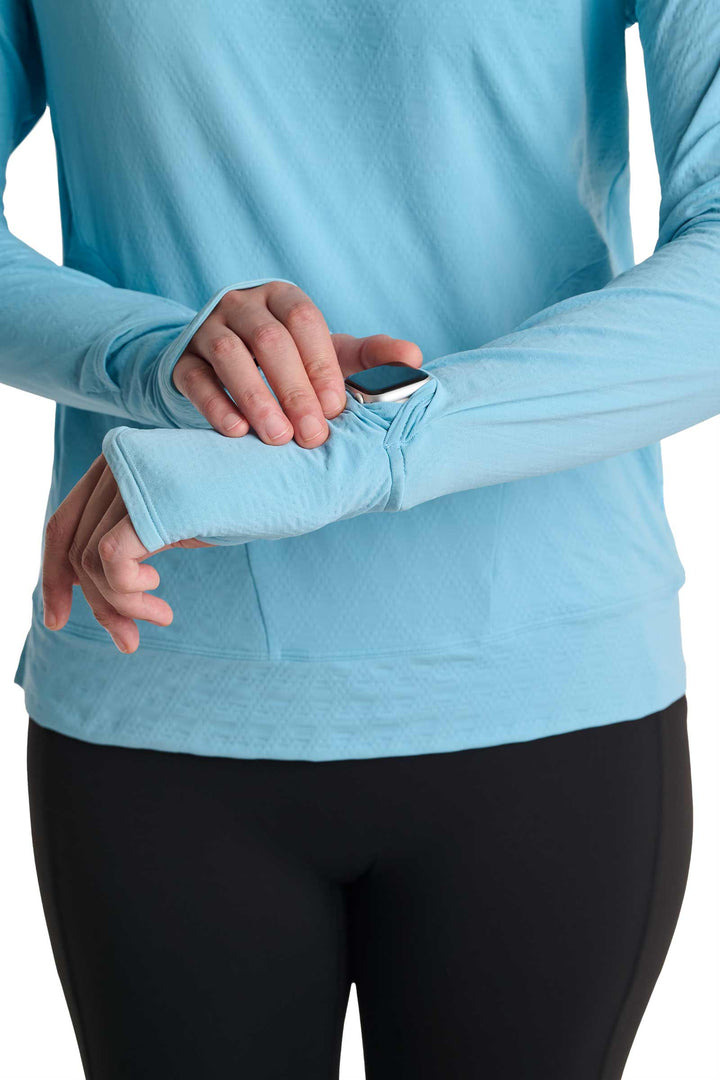 Women's Sun Hoodie | Arctic Blue Diamond Jacquard