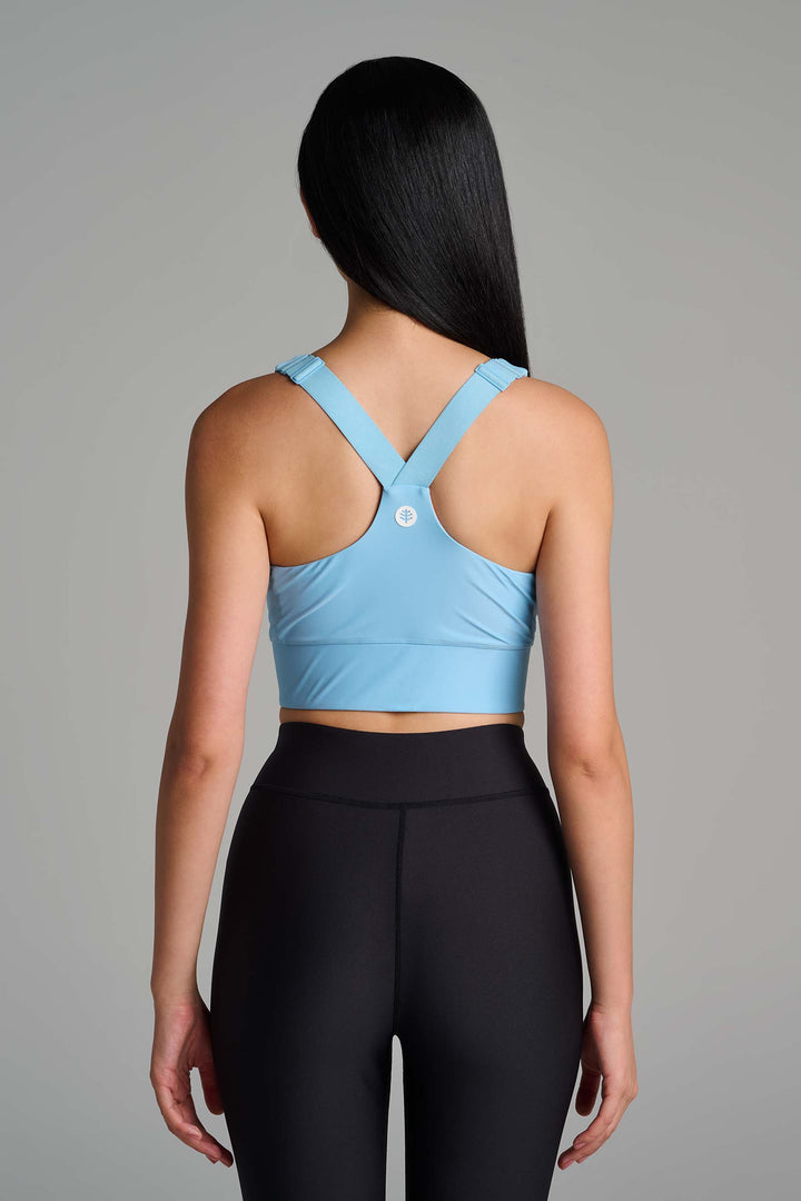 Zip-Up Swim Bra | Arctic Blue