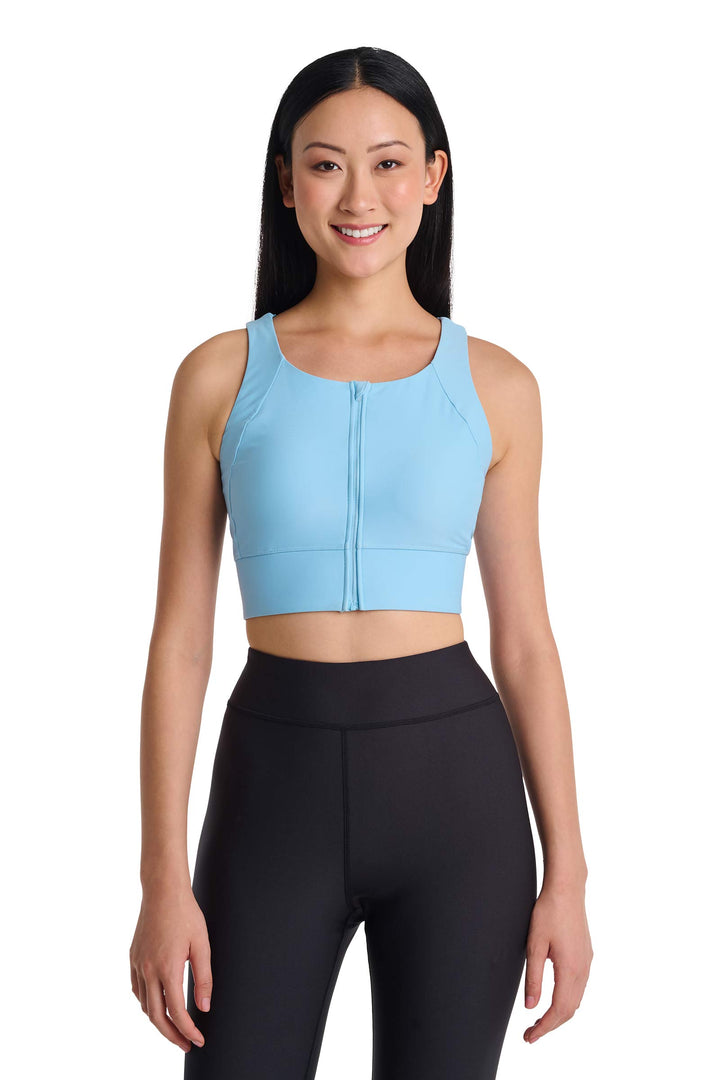 Zip-Up Swim Bra | Arctic Blue