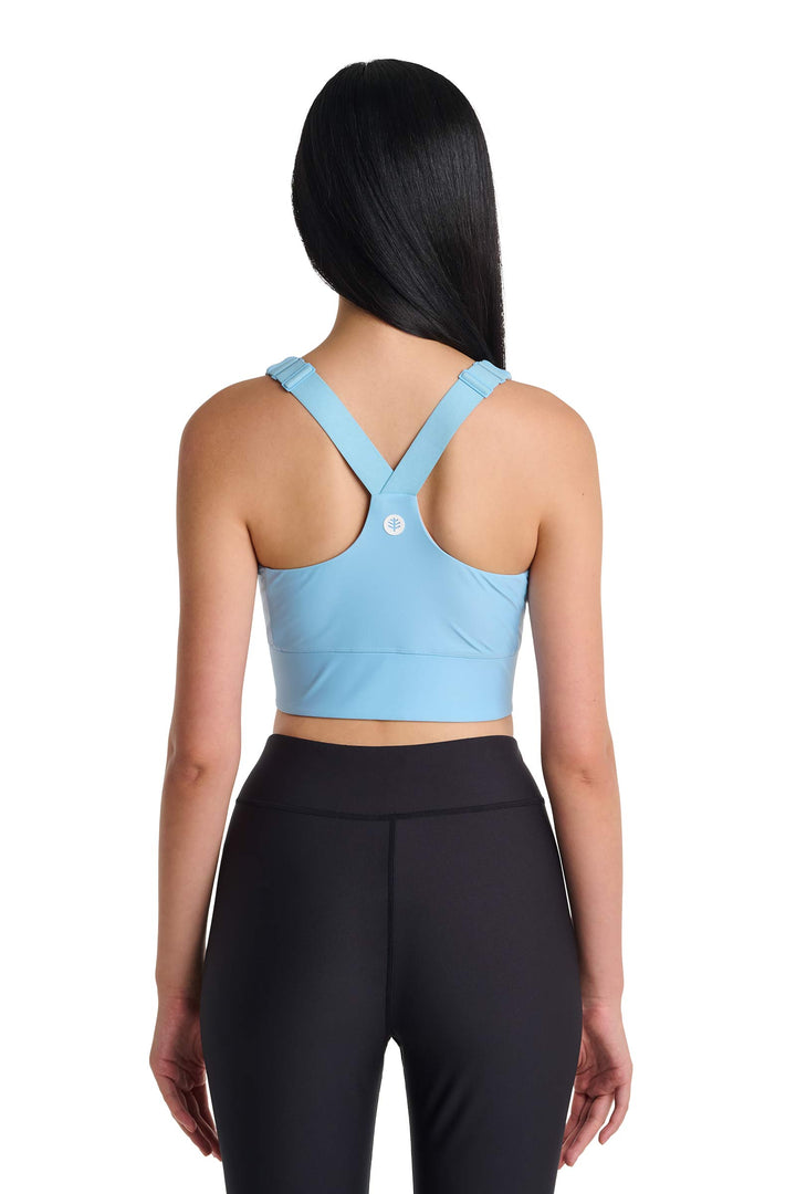 Zip-Up Swim Bra | Arctic Blue