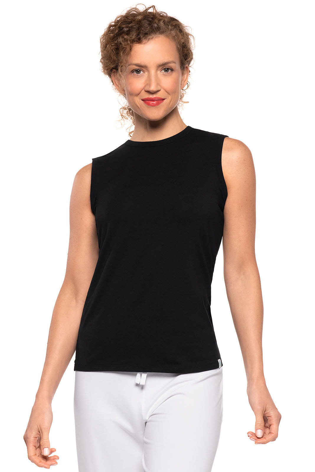 Coolibar Women's LumaLeo High Neck Tank Top UPF 50+ Black / XL