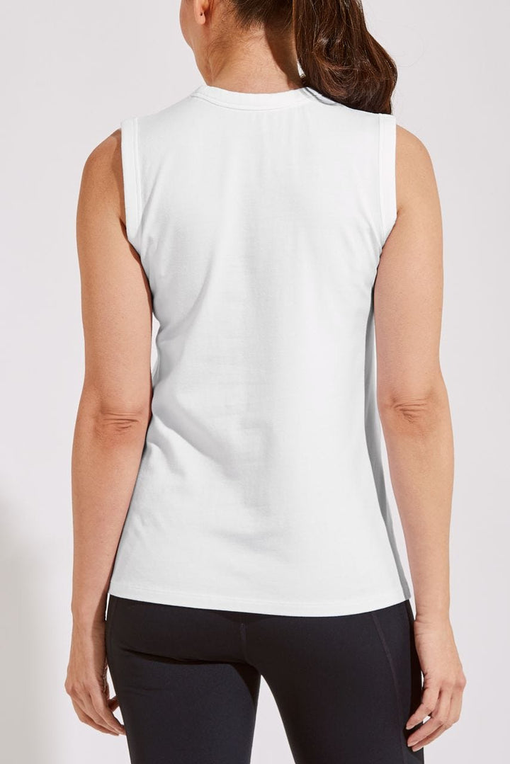 Coolibar UPF 50+ Women's LumaLeo High Neck Tank Top - Sun Protective Organic Cotton, White