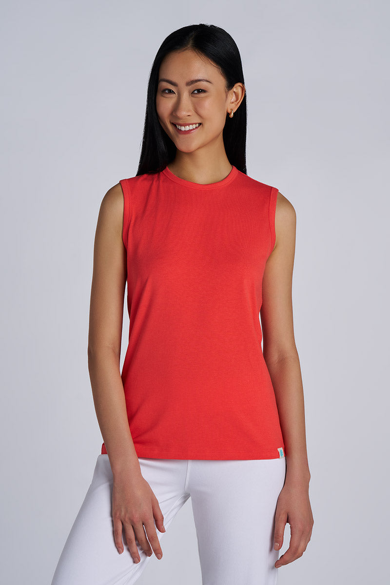 Women's LumaLeo High Neck Tank Top | Coral Reef UPF 50+