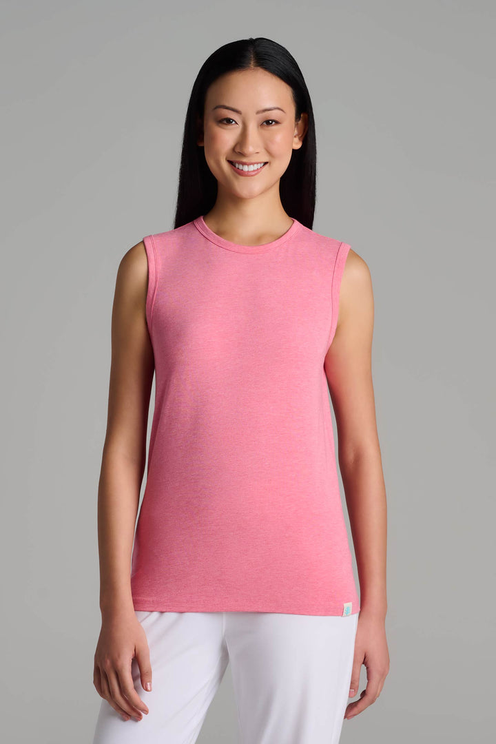Women's High Neck Tank | Flamingo Pink Heather