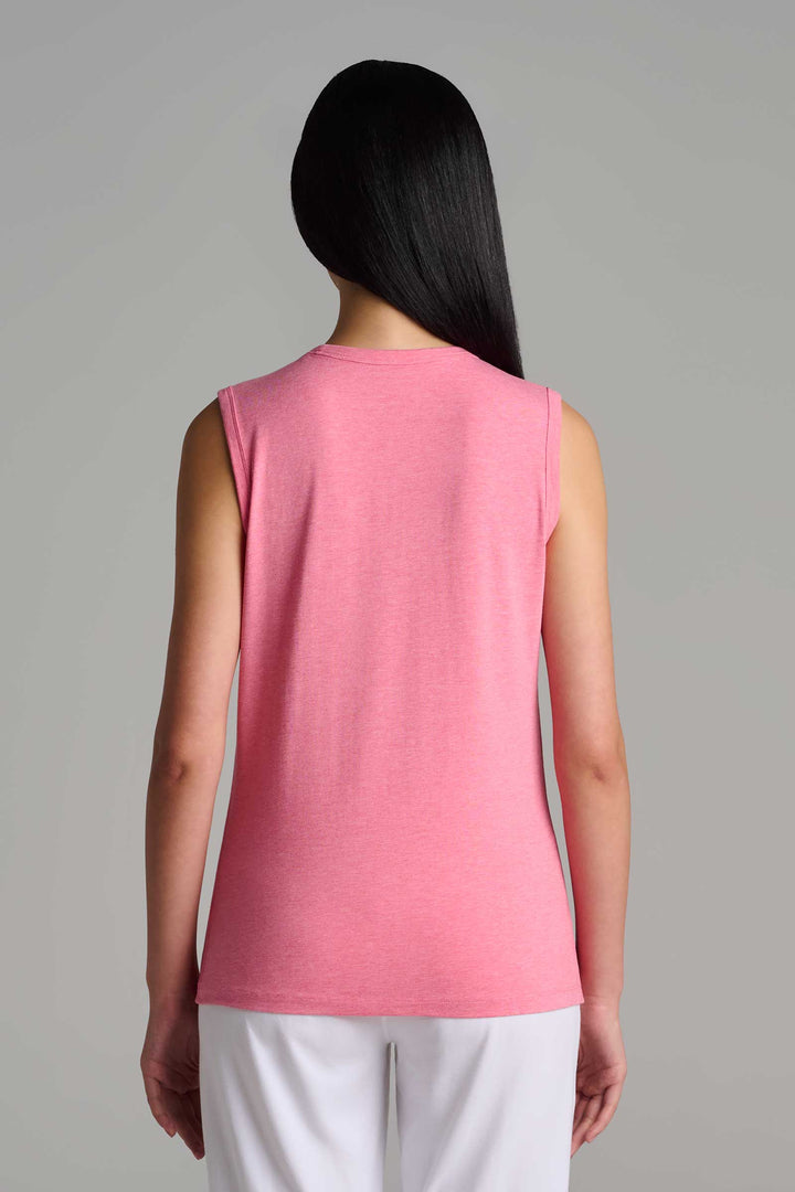 Women's High Neck Tank | Flamingo Pink Heather