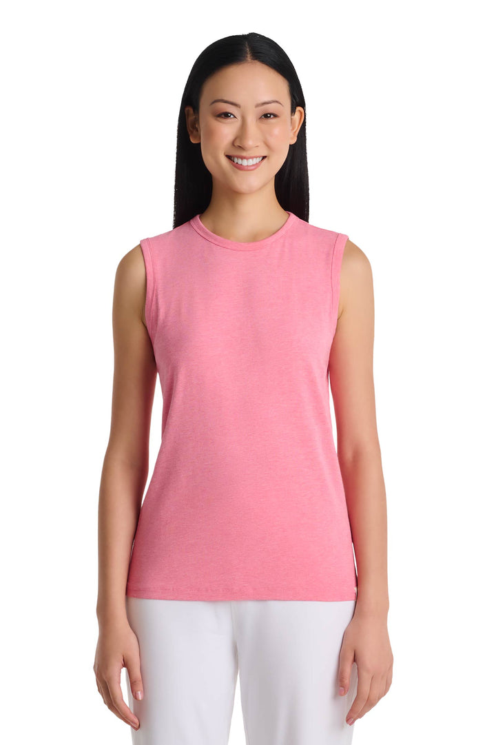 Women's High Neck Tank | Flamingo Pink Heather