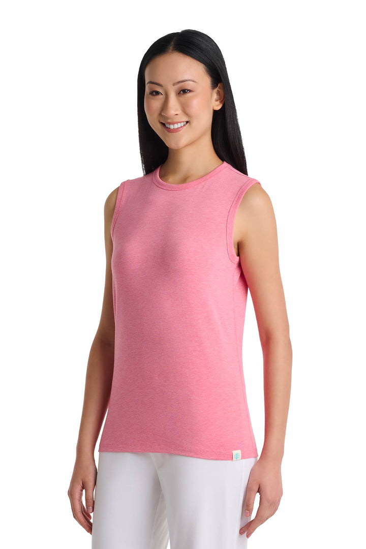Women's High Neck Tank | Flamingo Pink Heather