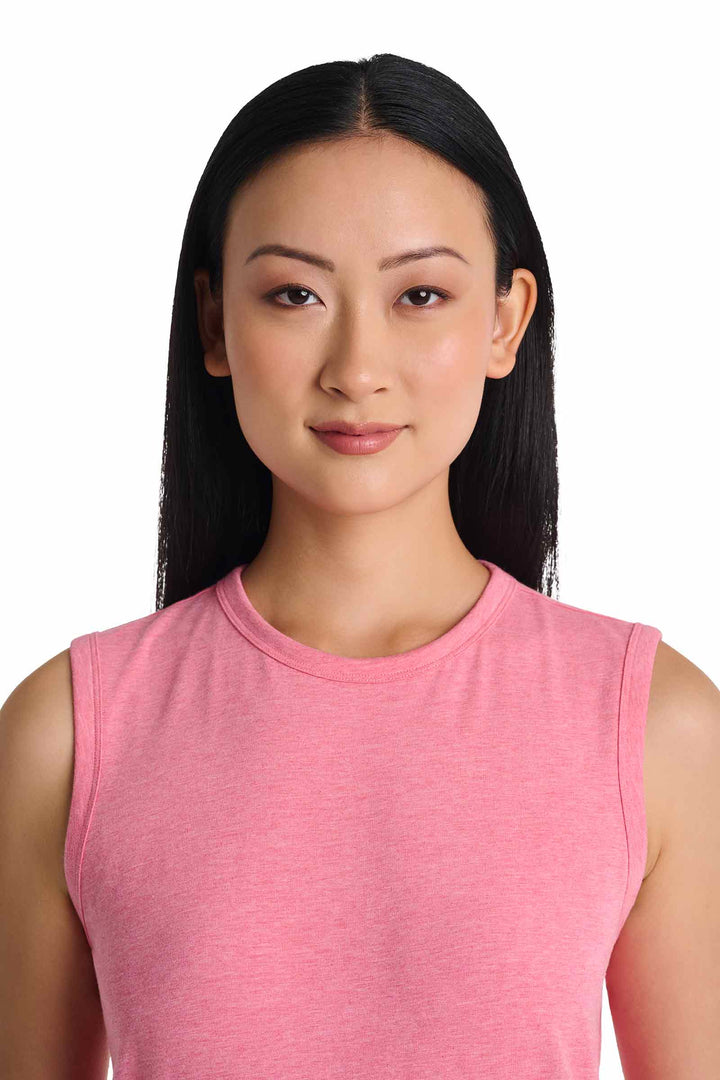 Women's High Neck Tank | Flamingo Pink Heather