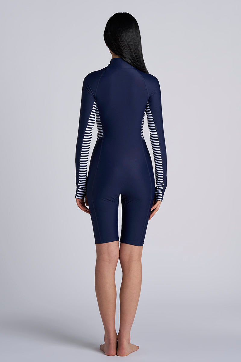 Women's Alana Knee Length Long Sleeve Swimsuit | Navy UPF 50+