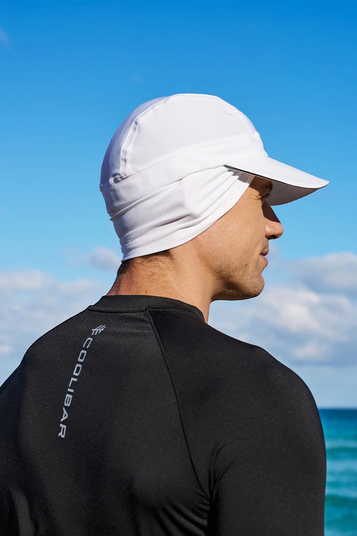 Emmet Fitness Cap with Ear Coverage | White UPF 50+