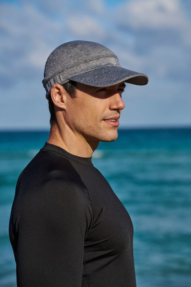 Emmet Fitness Cap with Ear Coverage | Charcoal Heather UPF 50+