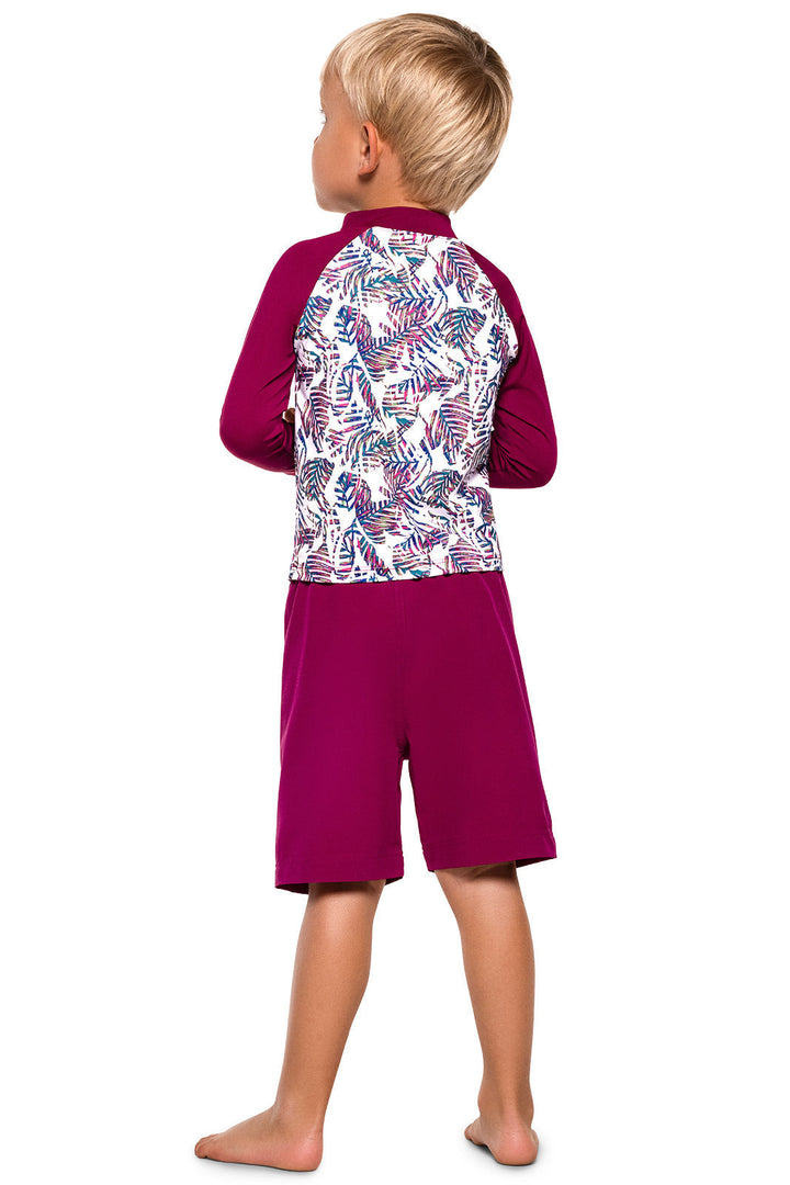 Baby Island Rash Guard Set | Red Beach Leaves UPF 50+