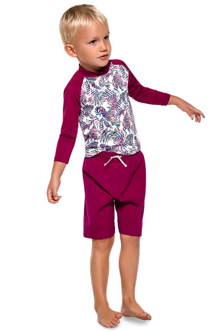 Baby Island Rash Guard Set | Red Beach Leaves UPF 50+