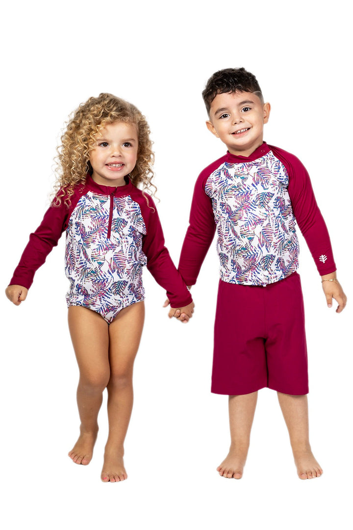 Baby Island Rash Guard Set | Red Beach Leaves UPF 50+
