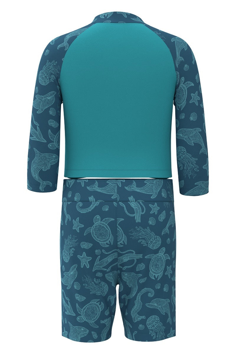 Color_Blue Curacao Graphic - Swimming Turtle Graphic