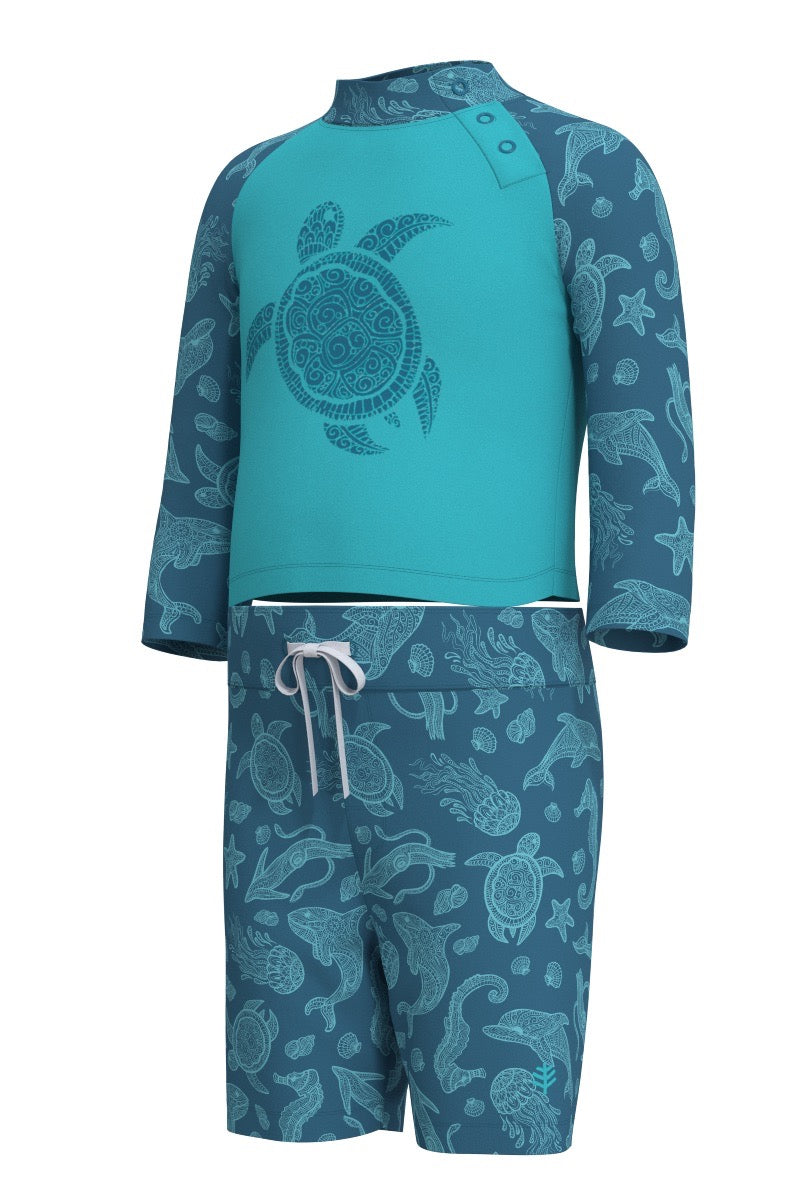 Color_Blue Curacao Graphic - Swimming Turtle Graphic