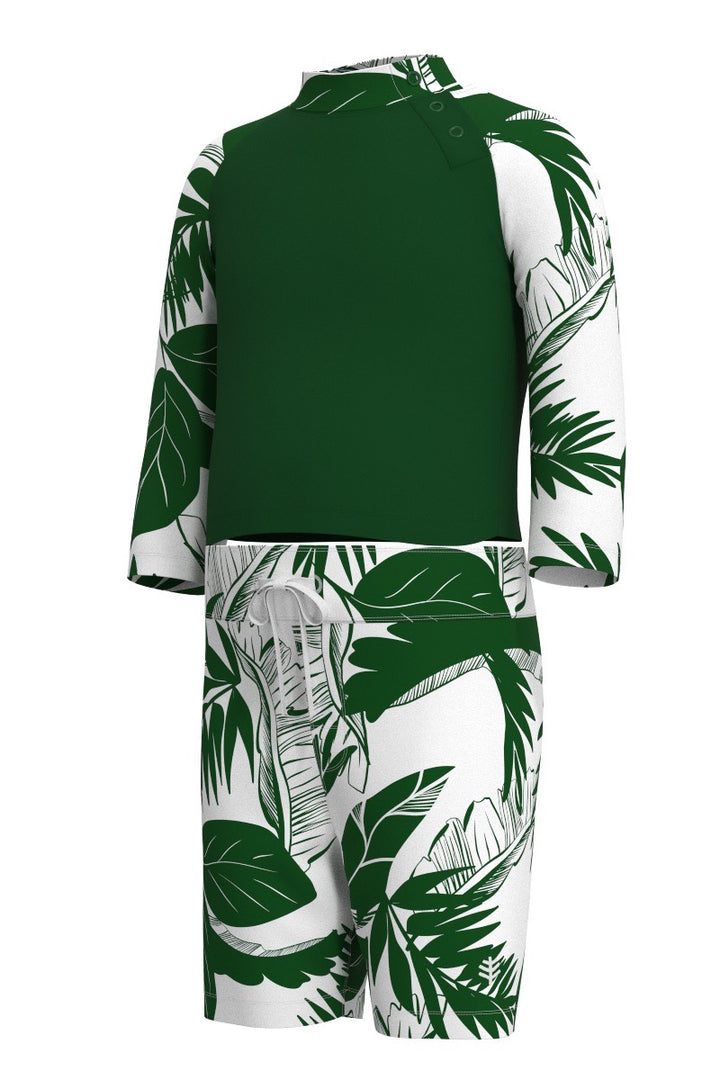 Boys Baby Swim Rash Guard Set | Eden Green Colorblock