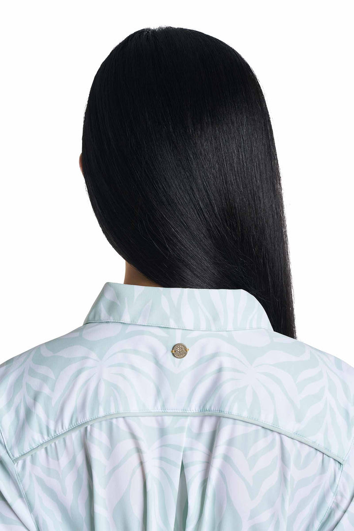 Shirt Dress with Belt | Misty Aqua American Palm