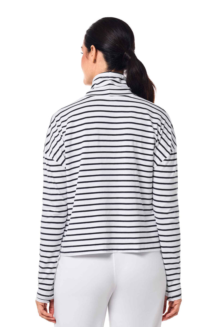 Women's Neck Pullover | White/Navy Stripe