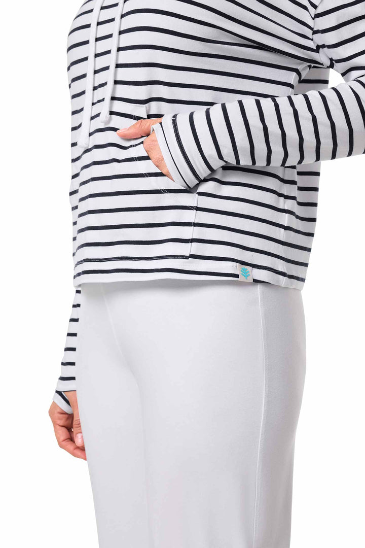 Women's Neck Pullover | White/Navy Stripe