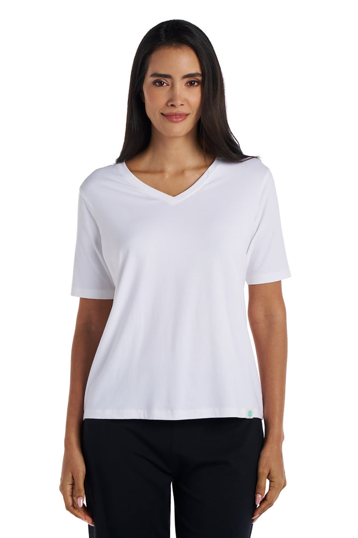 Women's V-Neck Short Sleeve T-Shirt | White