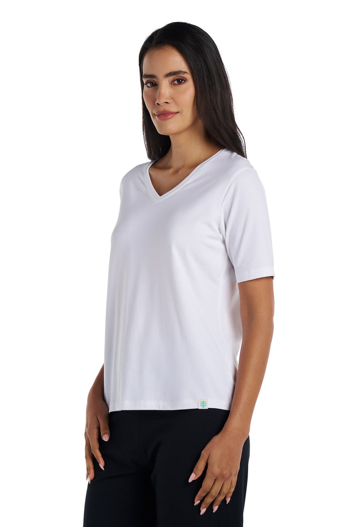 Women's V-Neck Short Sleeve T-Shirt | White
