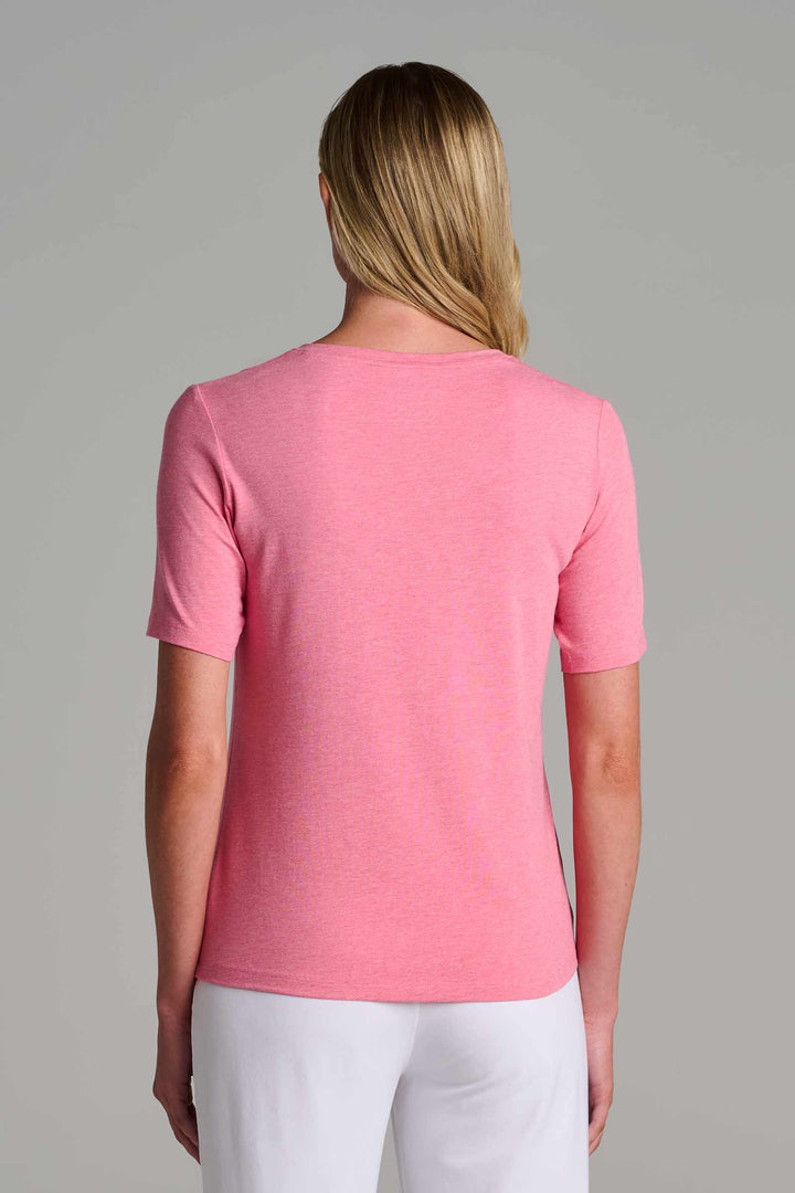 Women's V-Neck Short Sleeve T-Shirt | Flamingo Pink Heather