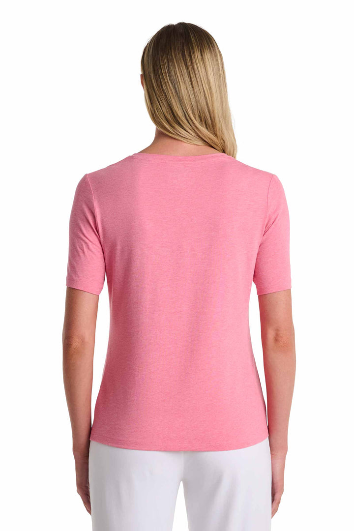 Women's V-Neck Short Sleeve T-Shirt | Flamingo Pink Heather