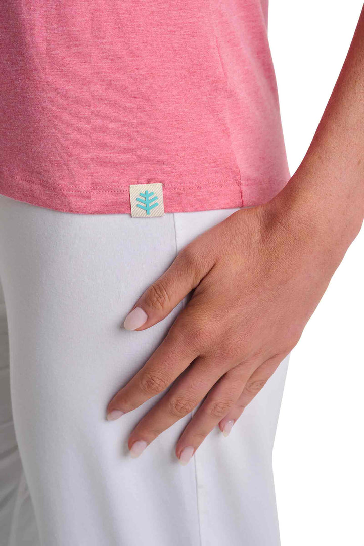 Women's V-Neck Short Sleeve T-Shirt | Flamingo Pink Heather