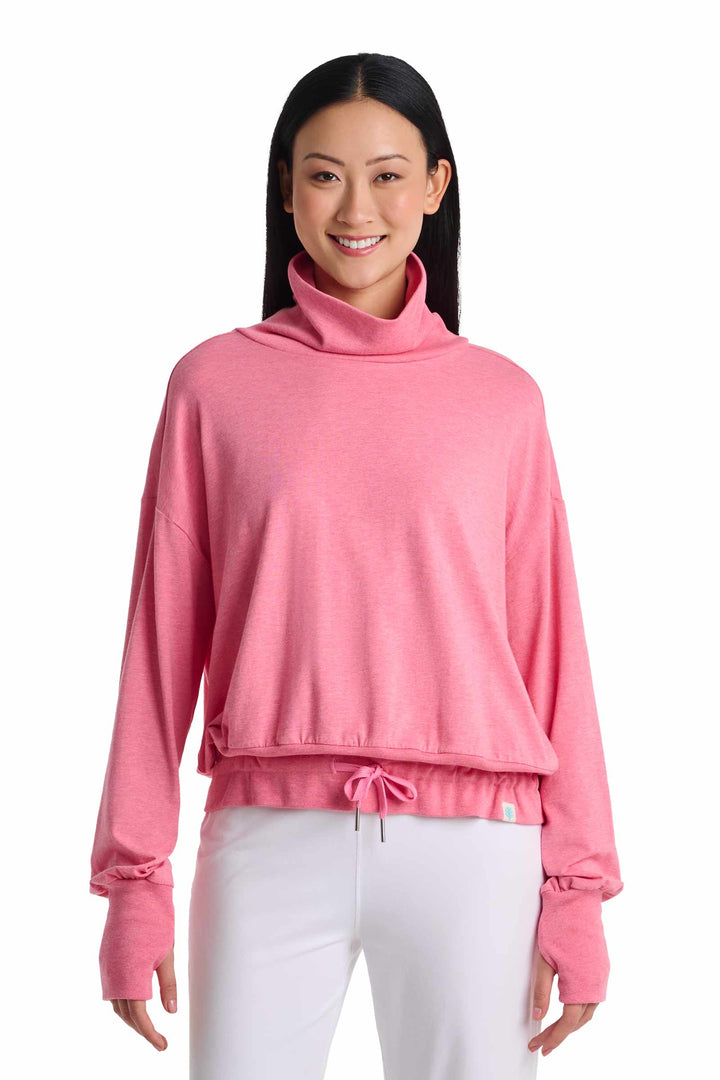 Women's Long Sleeve Turtle Neck Pullover | Flamingo Pink Heather
