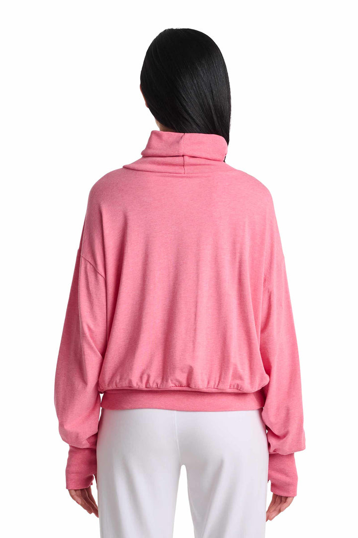 Women's Long Sleeve Turtle Neck Pullover | Flamingo Pink Heather