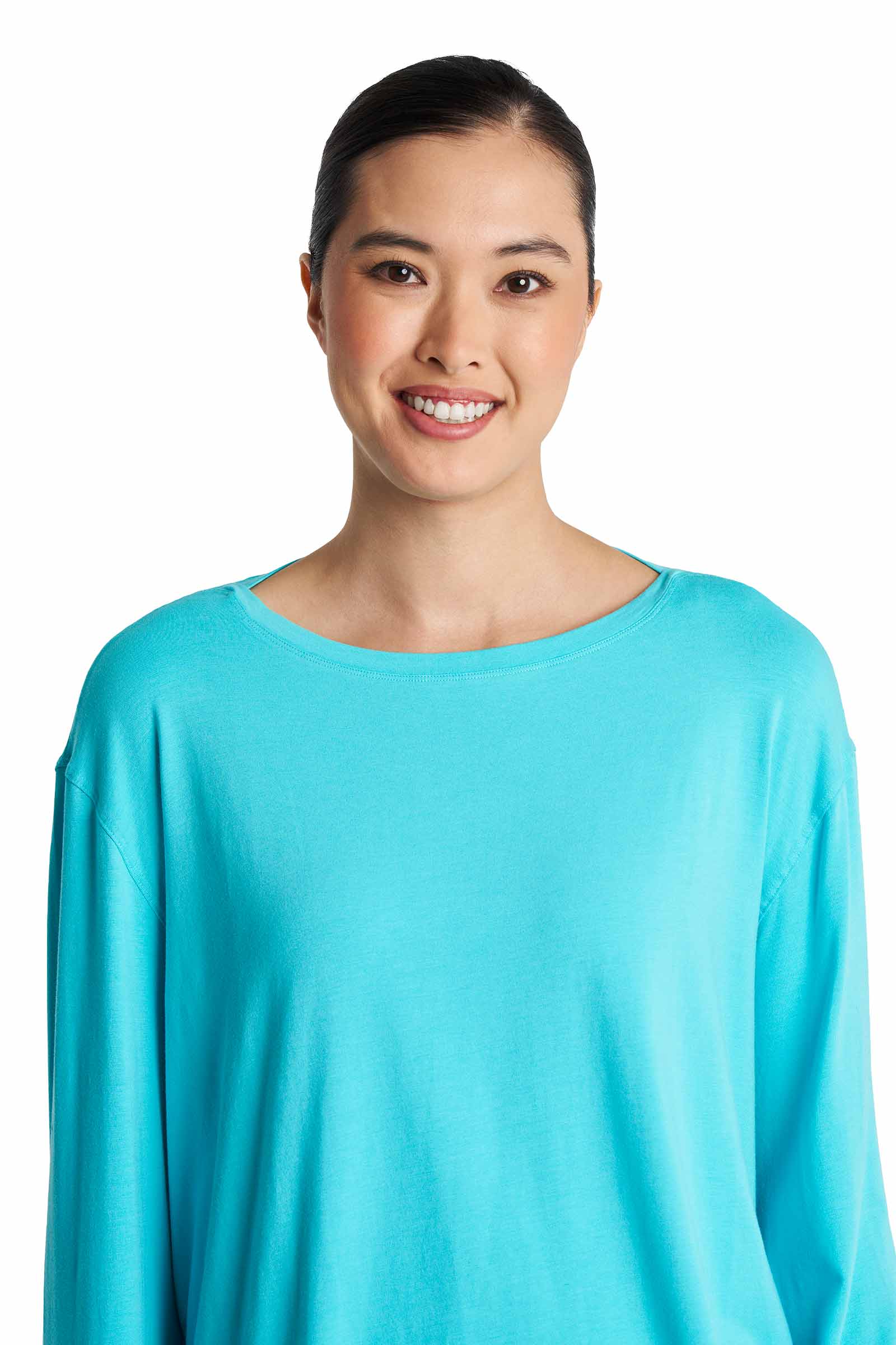 Women's West Palm Drape Long Sleeve T-Shirt | Blue Curacao UPF 50+
