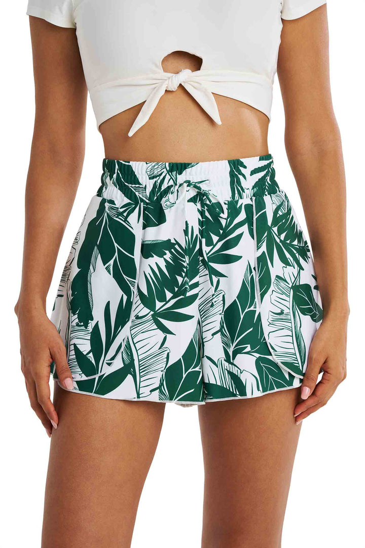 Women's Relaxed Cover-Up Swim Shorts | Eden Green Palm Paradise