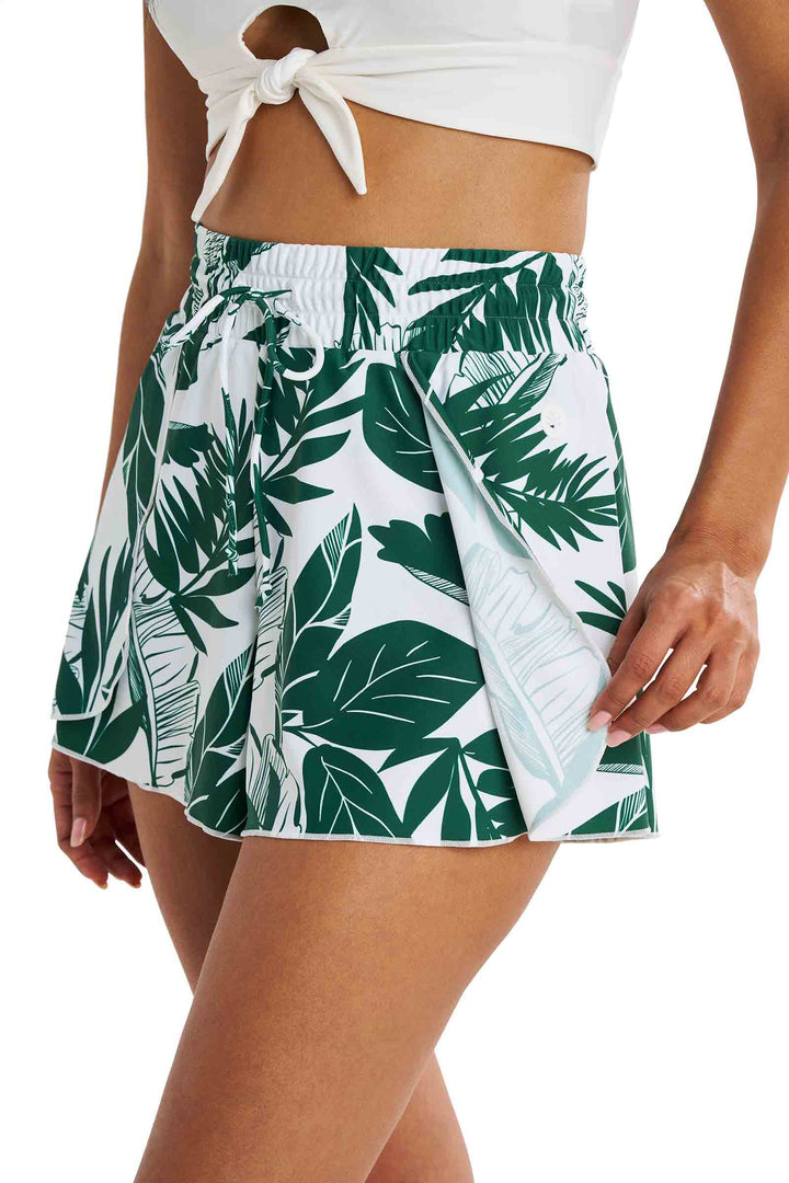 Women's Relaxed Cover-Up Swim Shorts | Eden Green Palm Paradise