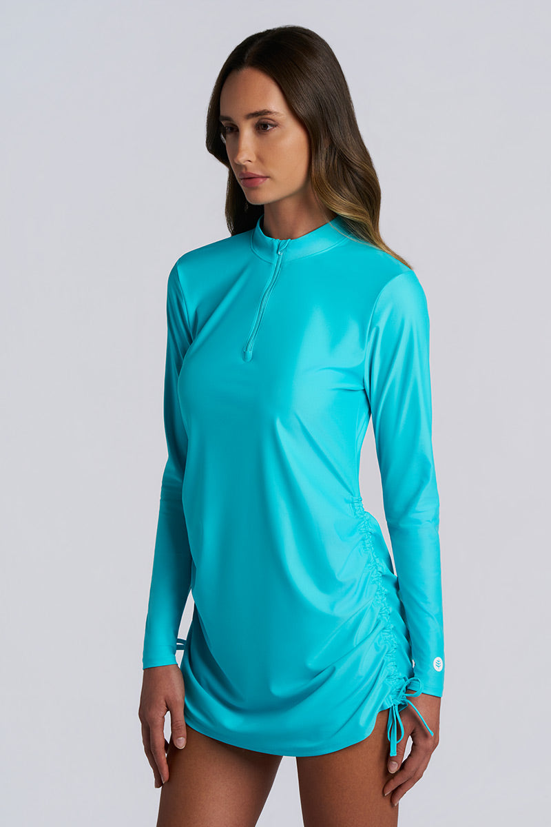 Women's Key Biscayne Ruche Swim Top | Coolibar Blue