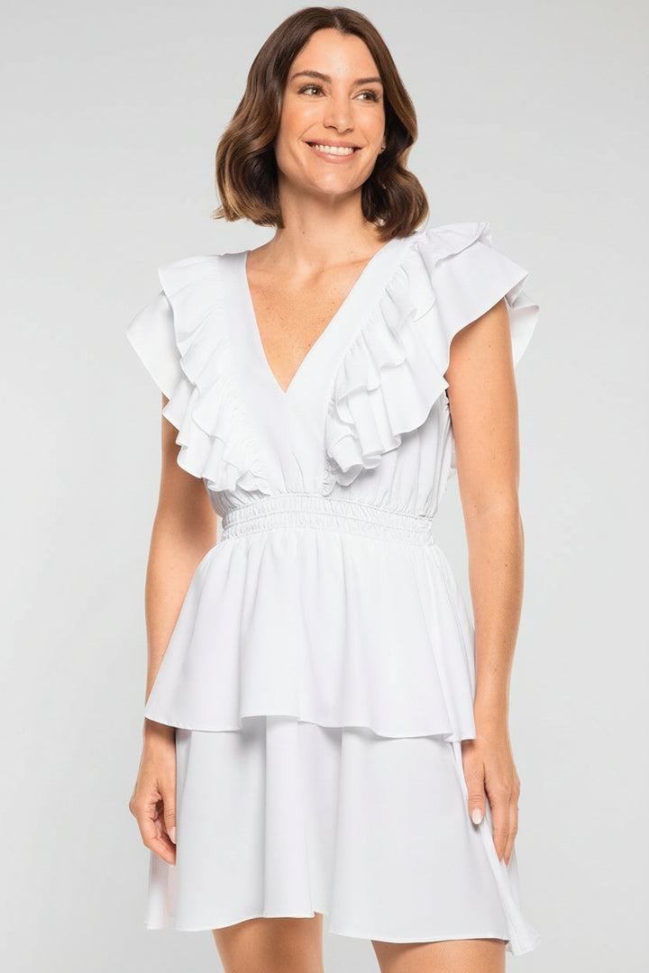 Women's South Cove V-Neck Ruffle Dress | White UPF 50+ Women's South Cove V-Neck Ruffle Dress | White UPF 50+