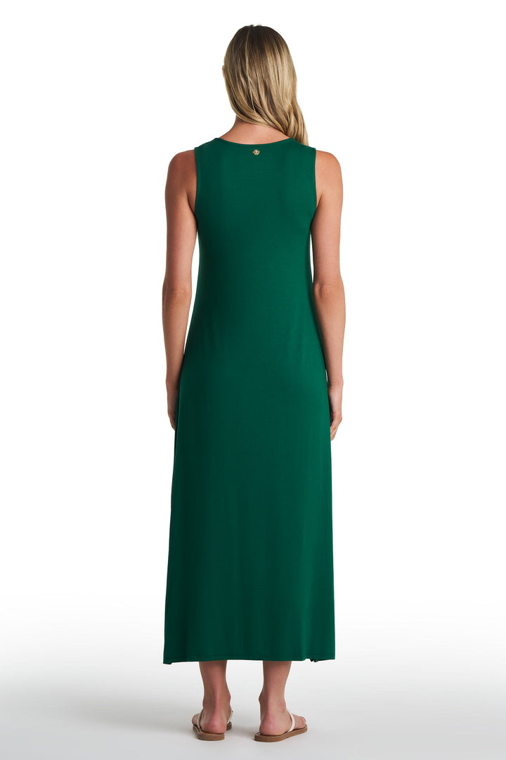 Women's Coco Walk Sleeveless Maxi Dress | Eden Green Palm Paradise UPF 50+ Women's Coco Walk Sleeveless Maxi Dress | Eden Green Palm Paradise UPF 50+
