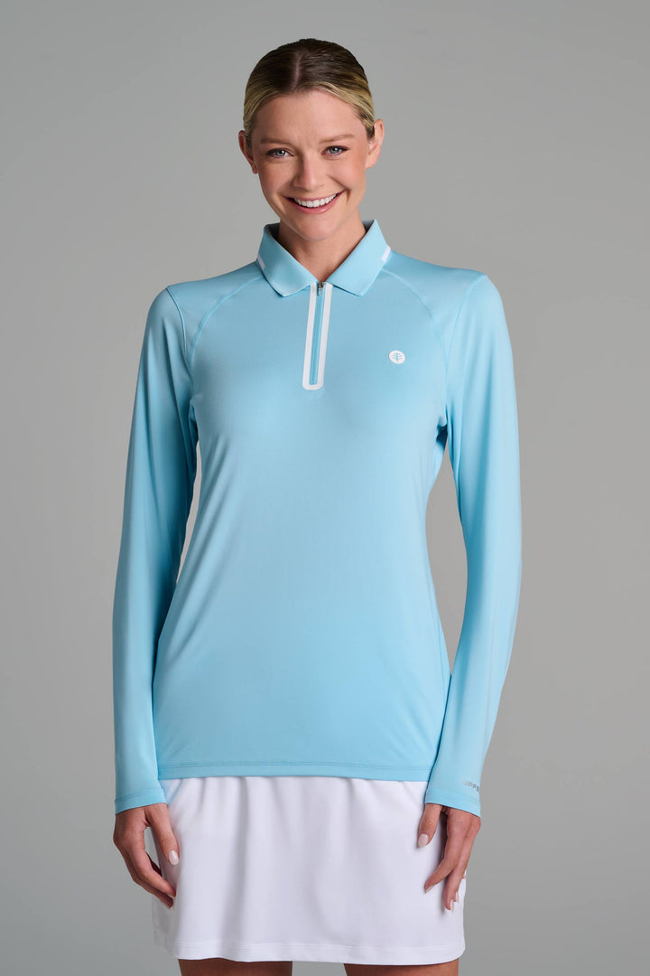 Women's Long Sleeve Golf Polo | Arctic Blue