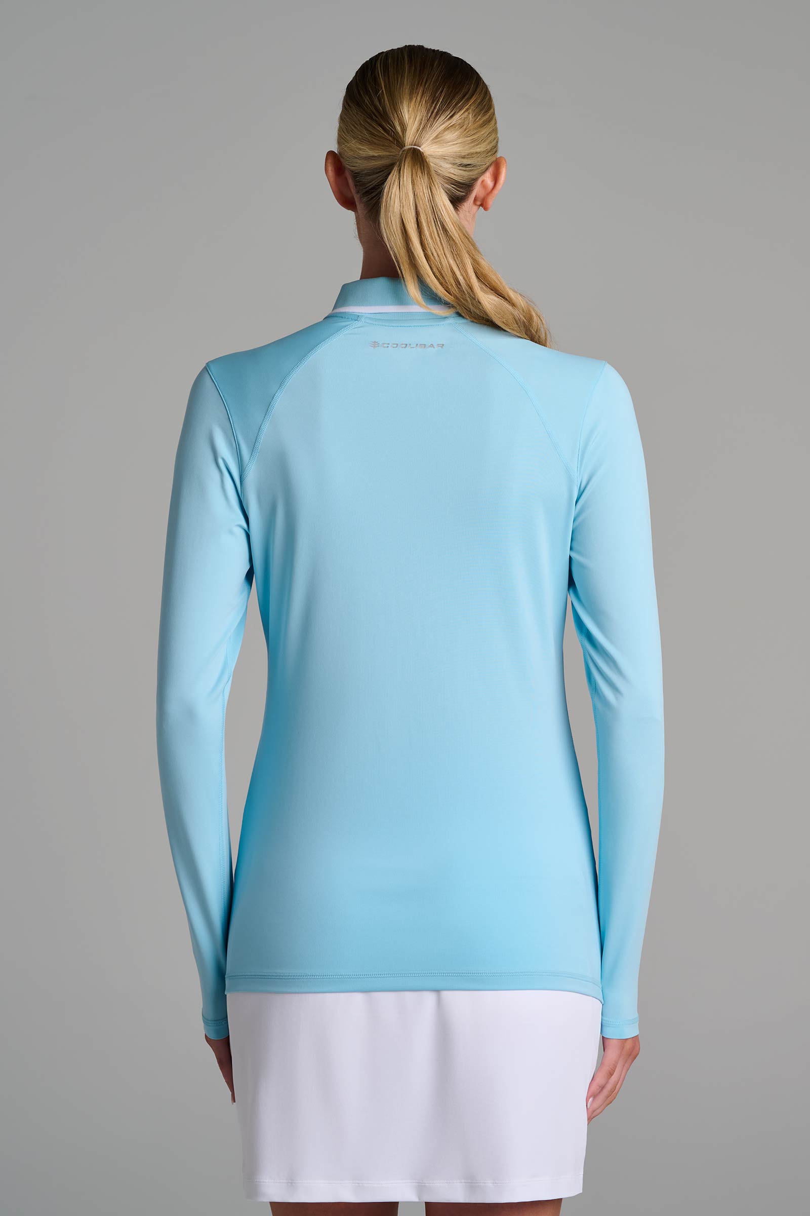 Women's Long Sleeve Golf Polo | Arctic Blue UPF 50+