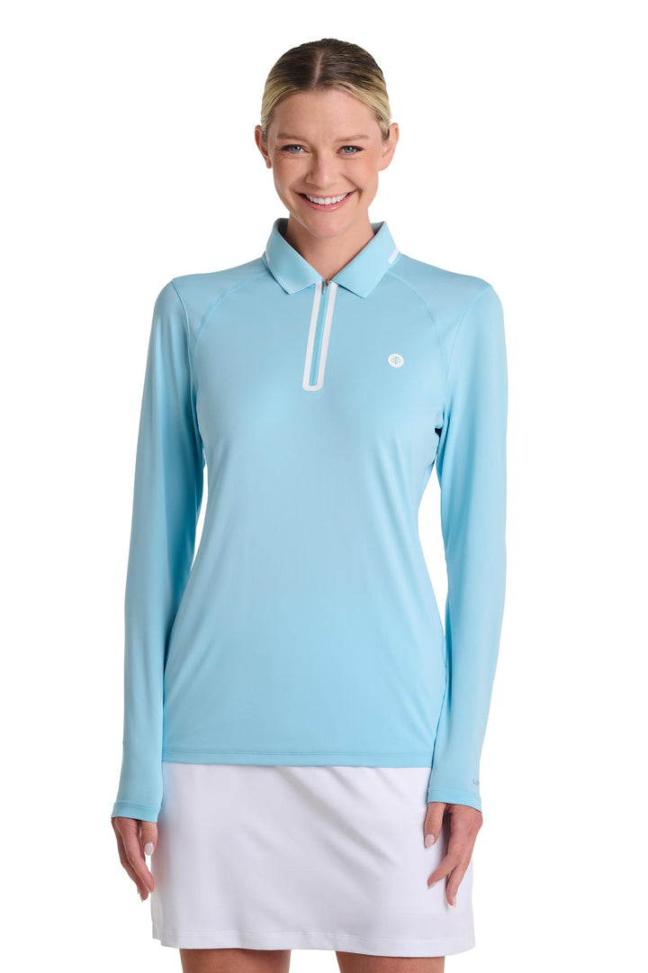 Women's Long Sleeve Golf Polo | Arctic Blue