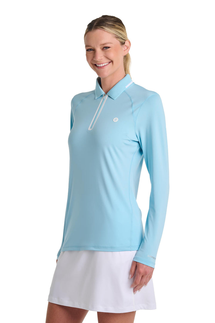 Women's Long Sleeve Golf Polo | Arctic Blue