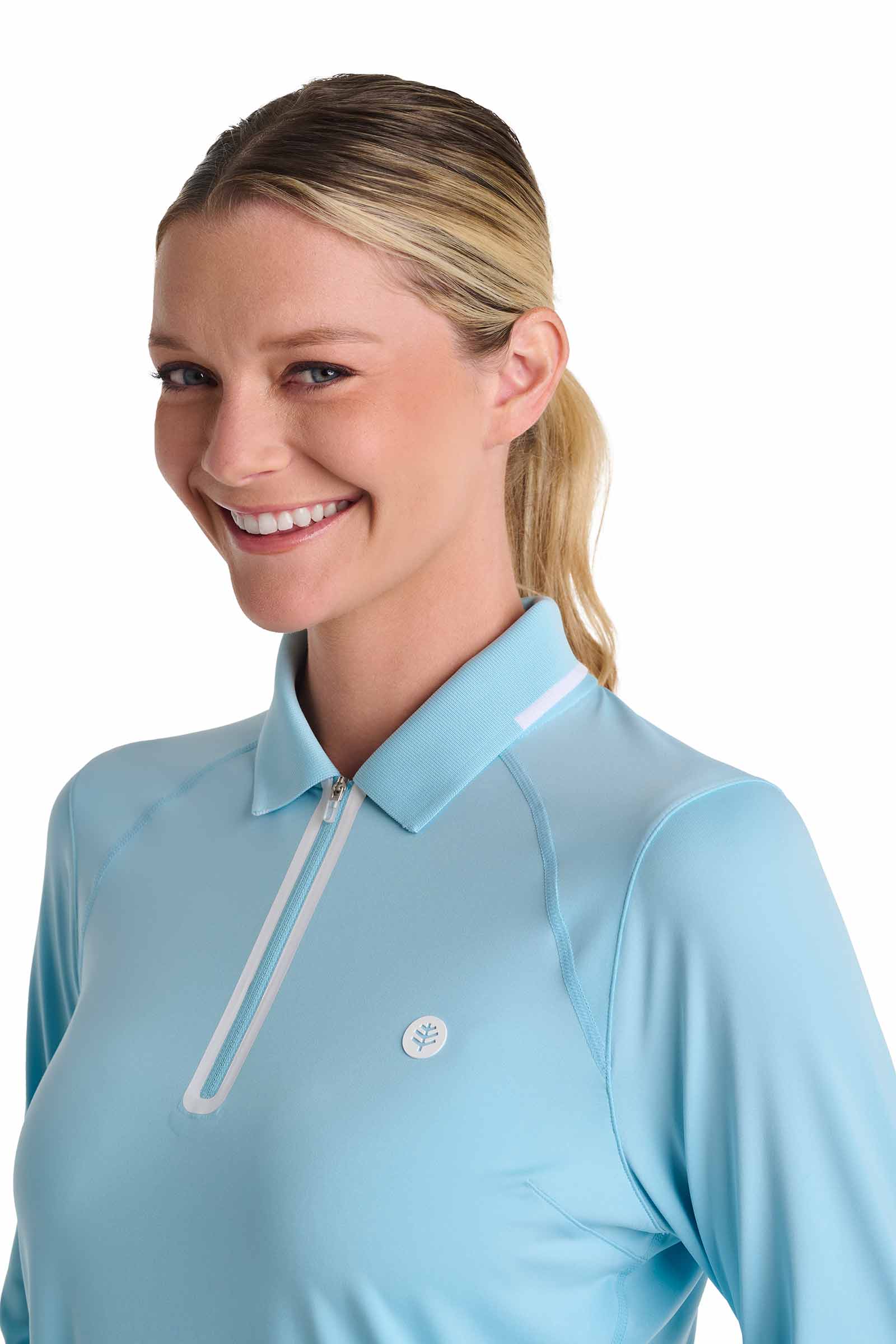 Women's Victory Lap Long Sleeve Golf Polo | Arctic Blue UPF 50+
