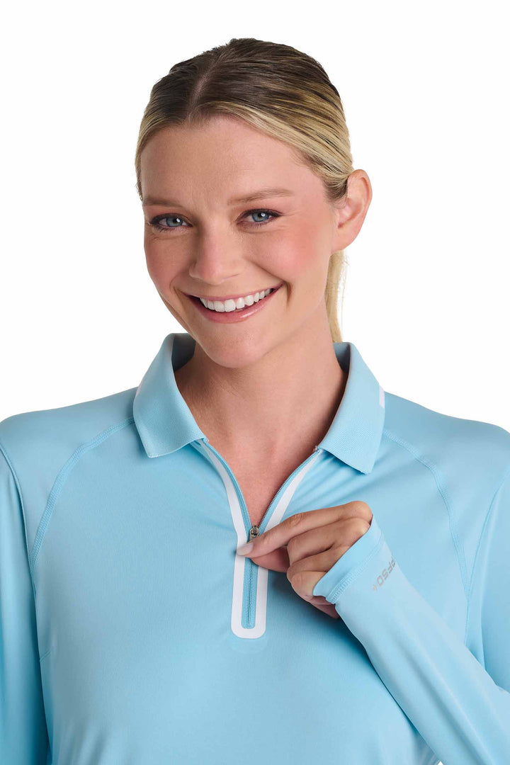 Women's Long Sleeve Golf Polo | Arctic Blue